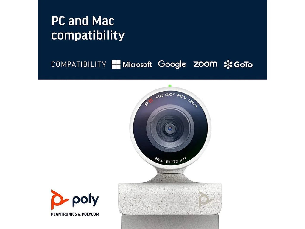 Headset Conferencing & Wired Polycom) Video - Audio Certified P5 Teams 3325 Camera - with - Studio USB-A Poly HD Kit Zoom (Plantronics & Stereo Headset + Webcam Blackwire Professional for 1080p