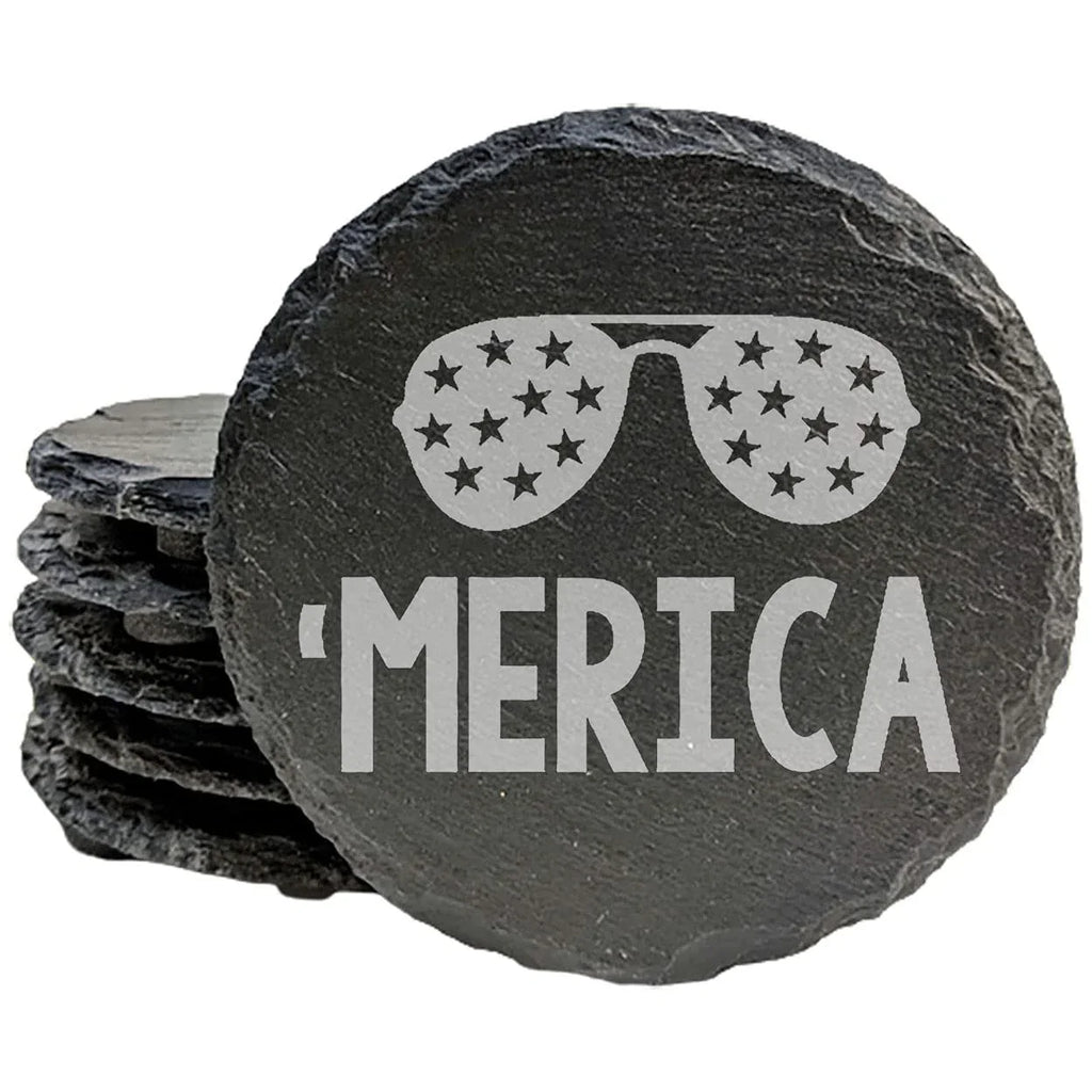 Slae 5 Round Coasers - - 'Merica Of Sunglasses Se