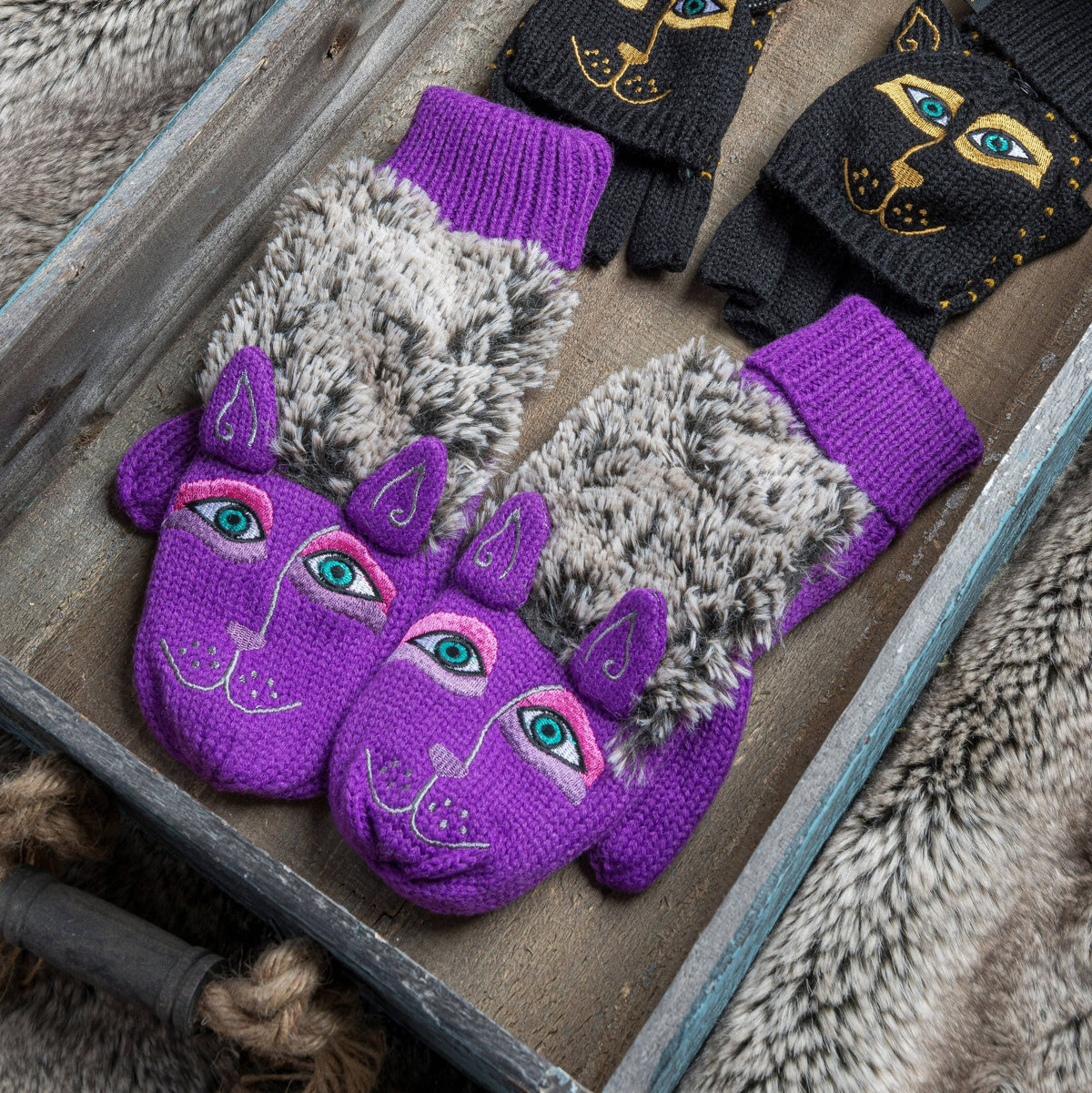Burch Mittens Dog Fuzzy Purple Laurel
