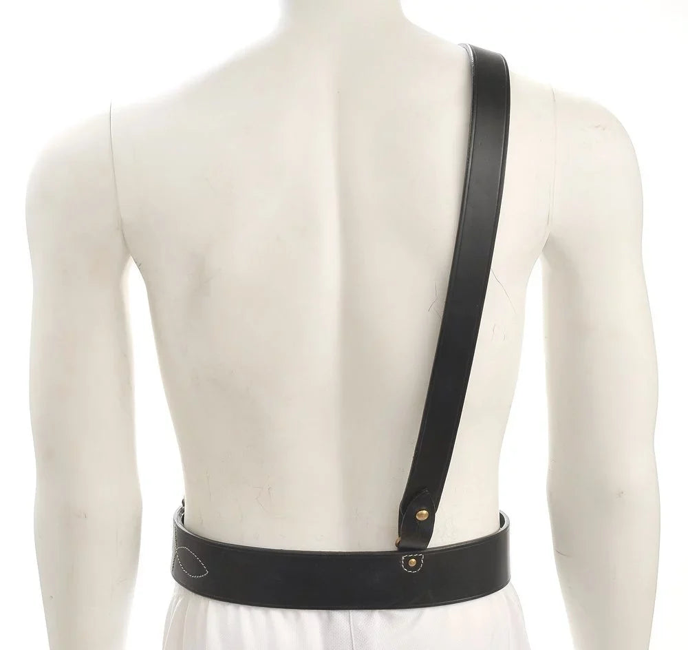Black Strap WW1 will 45" Sam Browne 42"- with Leather Belt fit Shoulder