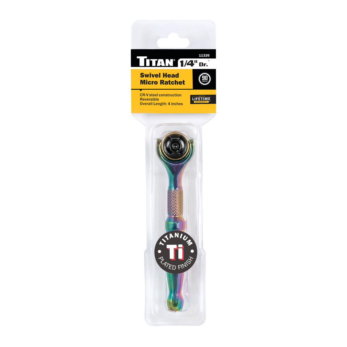 Ratchet Drive 1/4 Titan Head Swivel Micro Titanium in.