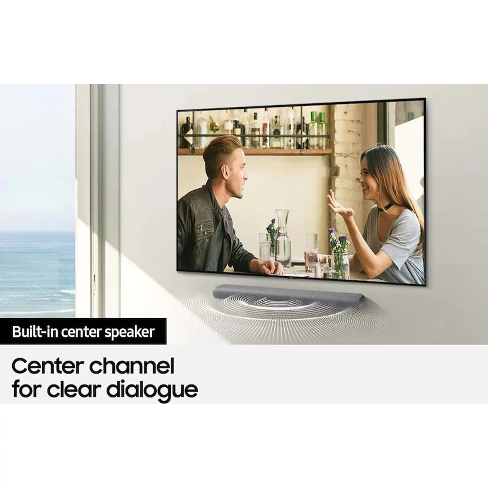 in Adaptive DTS Bluetooth Sound Deep Design, Center with HW-S50A - Connection, Built Premium Virtual:X, Lite, Multi Dolby 2021, Atmos, 3.0ch Soundbar (Open Gray Speaker, Box)