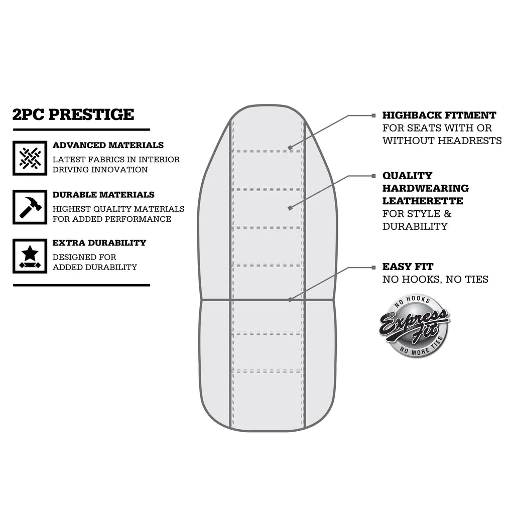 806514 Leather Dickies Prestige Car Vegan Seat Front Beige, 2 Genuine Piece Covers
