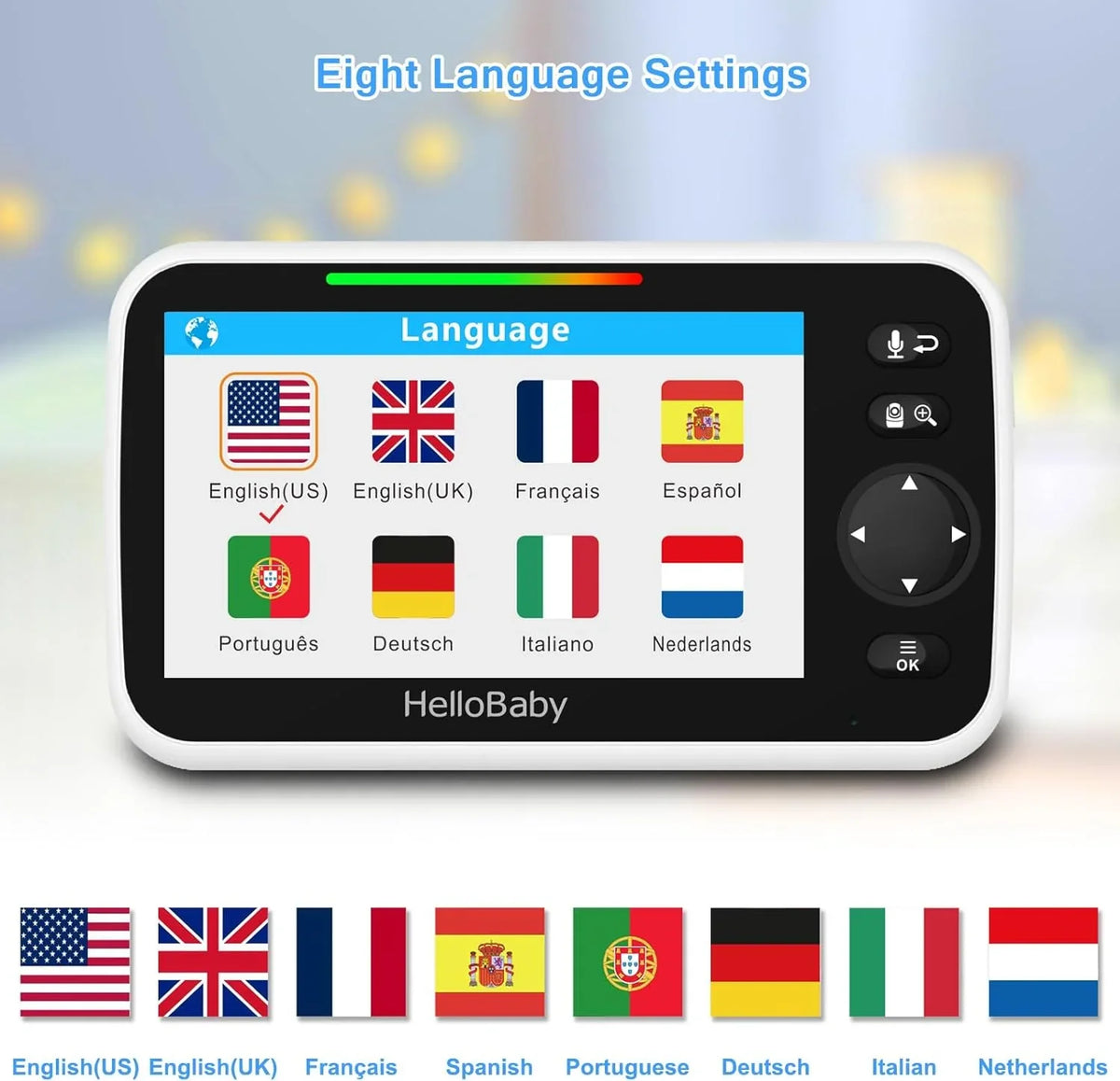 Night and Infrared VOX Lullaby, Two and LCD Camera, Way Audio, Camera Baby Color 5" HelloBaby Video Audio Monitor Monitor Vision, Display, inches Screen, with Temperature Mode 5