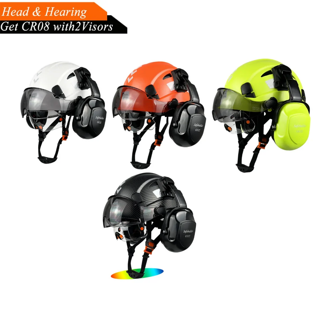 Construction with OSHA Ear Visor Z89.1(Black) Work ANSI/ISEA Certified with Visor Muffs Hard Vented Helmet Head Hat Industrial Approved Safety Hardhats Protection