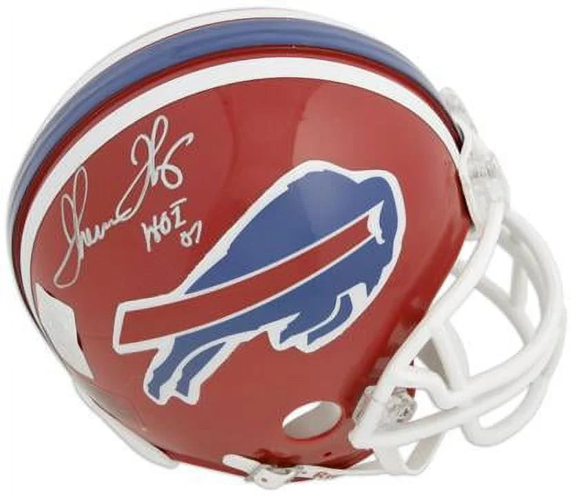Authentic 07" Autographed Helmet Mini "HOF with Certified Bills Thomas Fanatics Inscription - Thurman Riddell Buffalo
