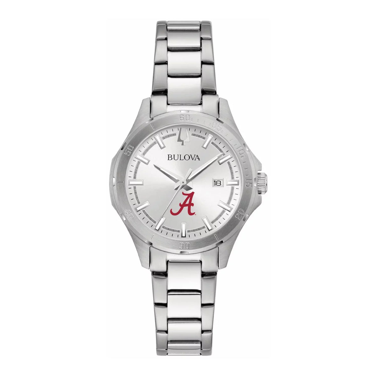Women's Tide Steel Silver Watch Classic Alabama Crimson Bulova Sport Stainless