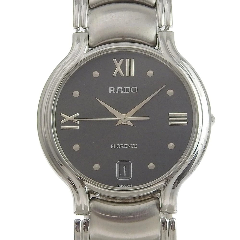 dial Rado black quartz (Good) men's 4 3777 Pre-Owned 115 battery Florence RADO watch