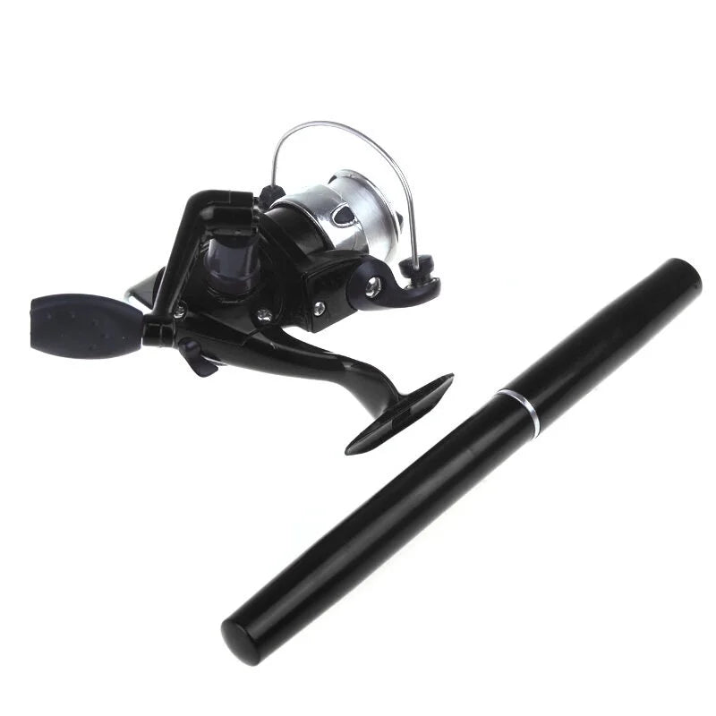 Pen + Reel Aluminum Fishing Pocket Pole Rod Mini