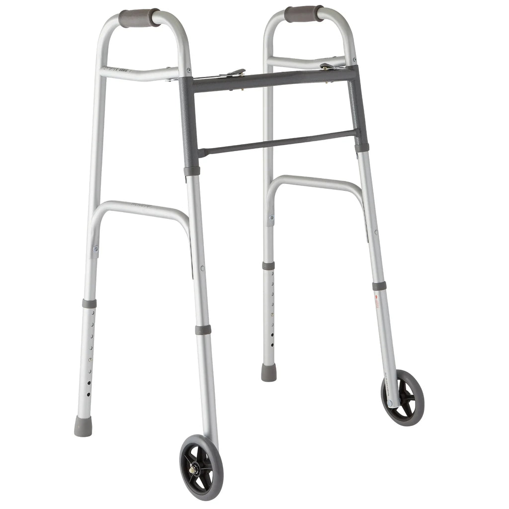 Lightweight Walker to Medline with Wheels, lbs. Frame Supports 5” 300 Aluminum Folding up