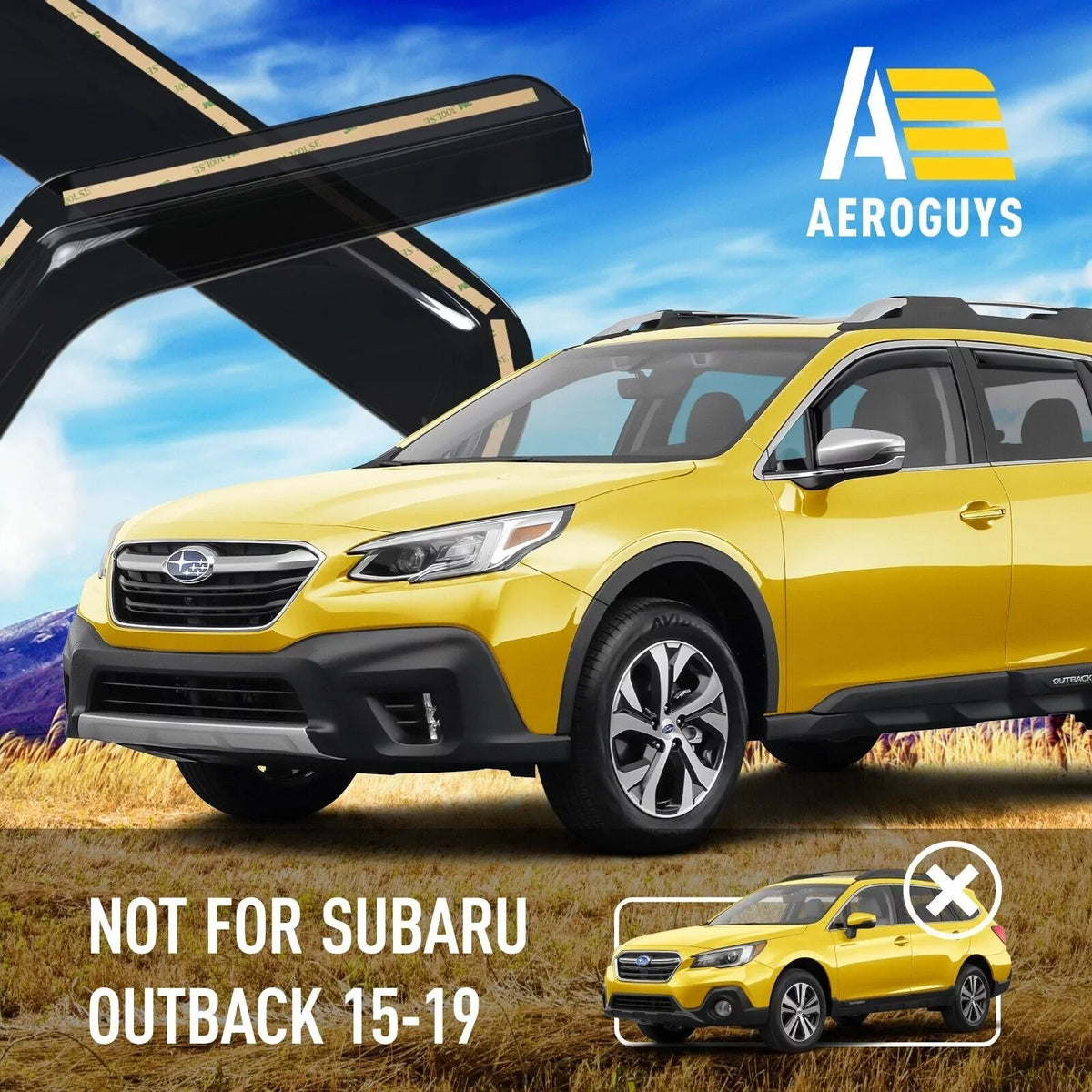 Durable AEROGUYS Wind 2020-2024, Sun Visors Accessories Car AG0268 Guards Window Visors, Vent Deflectors, - Subaru Fit Deflectors Outback 4pcs. for Window Extra Rain Visors, In-Channel