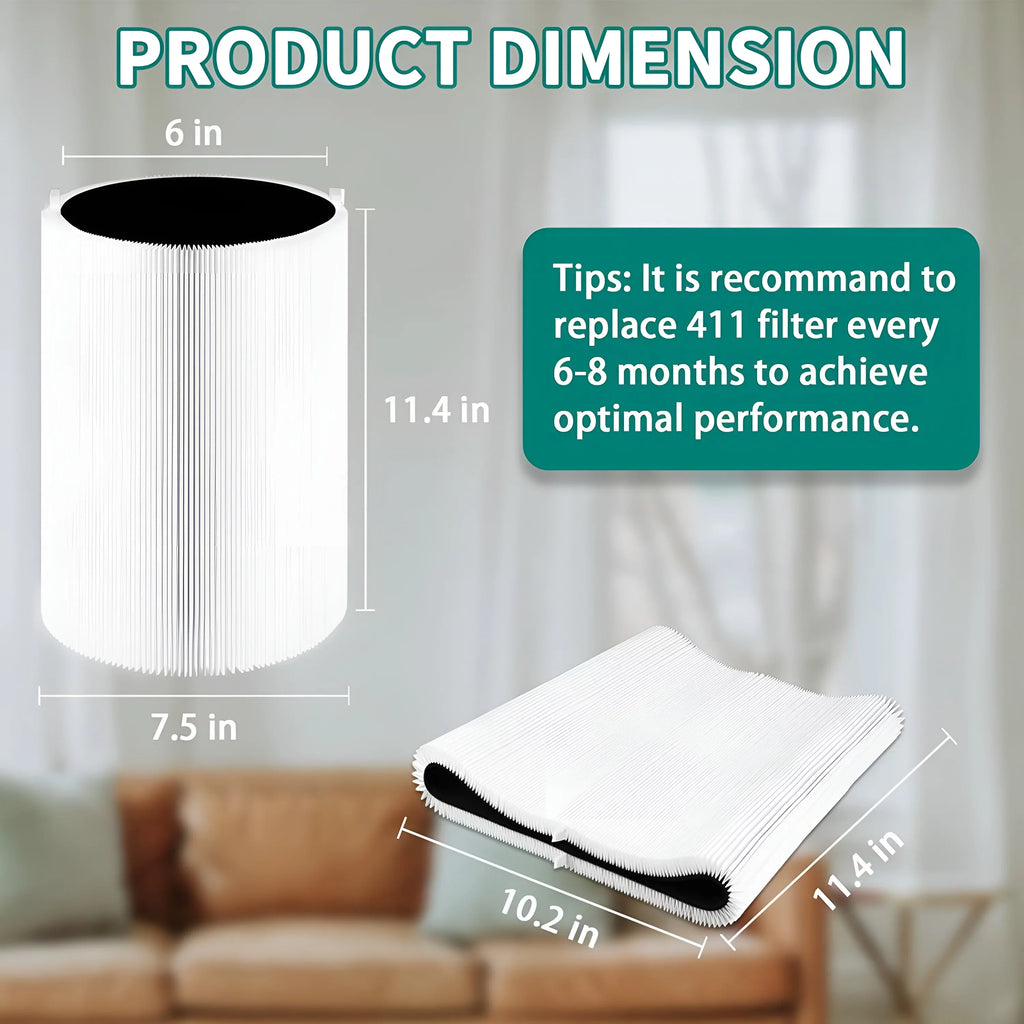 & Pure Mini 411+ Air Replacement 411, Pure Filter for 411 PARTS Purifier Blue AMI Blue