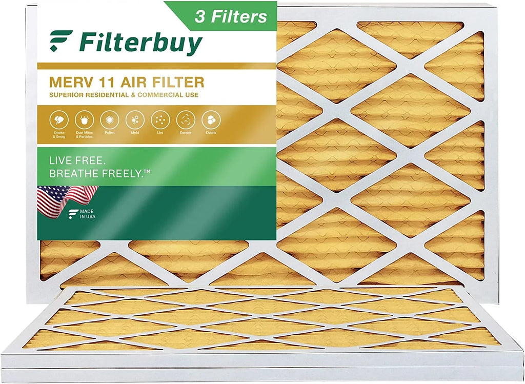 Air Pleated AC MERV Filters Filterbuy 11 Furnace (3-Pack) HVAC 10x20x1