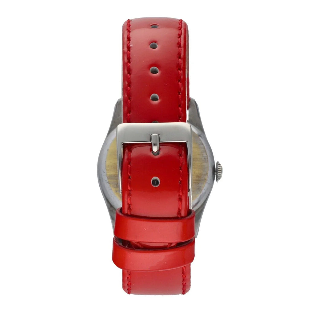Manual 29mm Vintage Swiss Metal Base Wind Mickey Red Watch Women's Mouse Leather