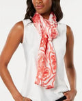 Oblong Silk Sketched Flower-Print $59 Scarf One Red MSRP dimension Echo