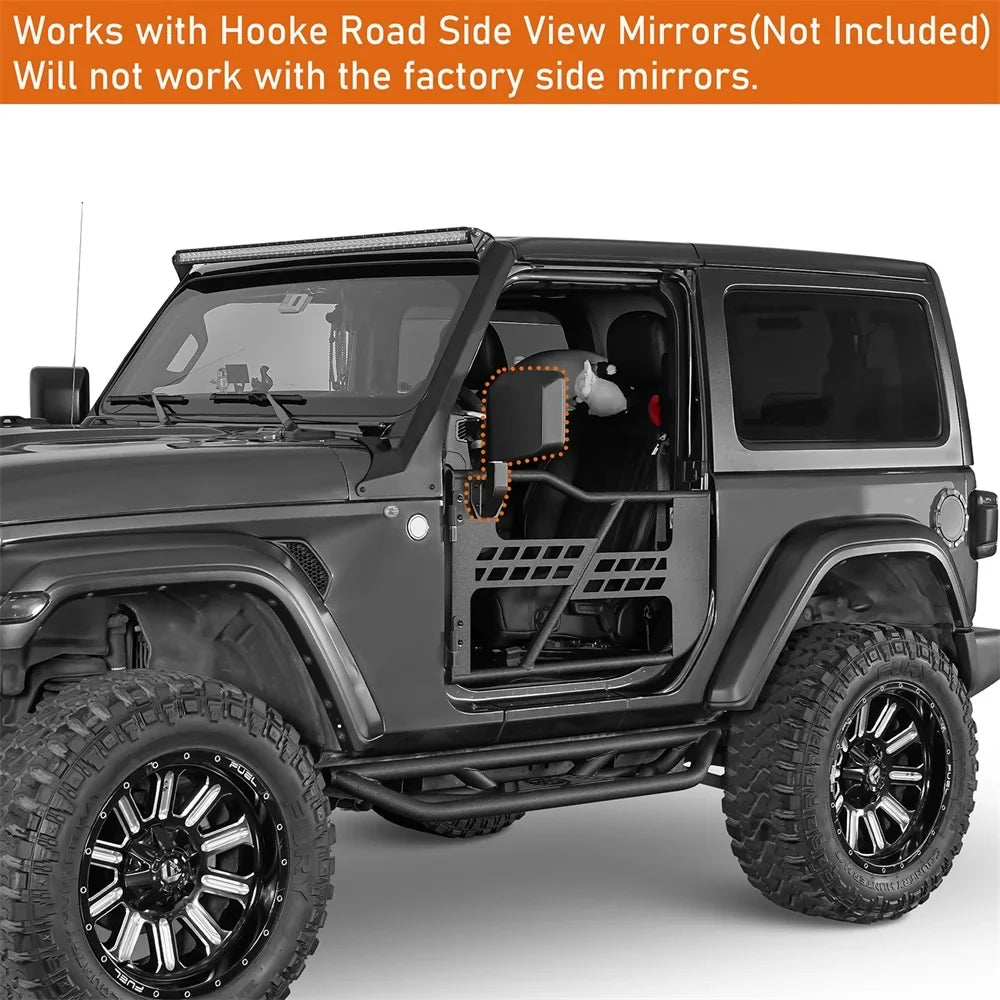 Guards Tubular Road JL Door Black 2018-2023 2-Door Hooke Wrangler Steel Half Frame Jeep Fit