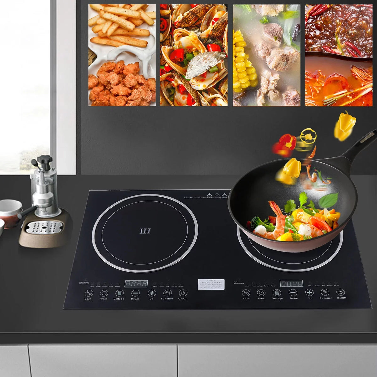 Touch Dual Cooker+1400W Portable Cooker Stove Countertop 1200W ANQIDI Cooktop Digital Sensor Burner Ceramic