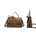 PU Scarf Silk Brown Flap women Handle Leather handbags crossbody ladies Shoulder Women's bag Bag hand square bags bags