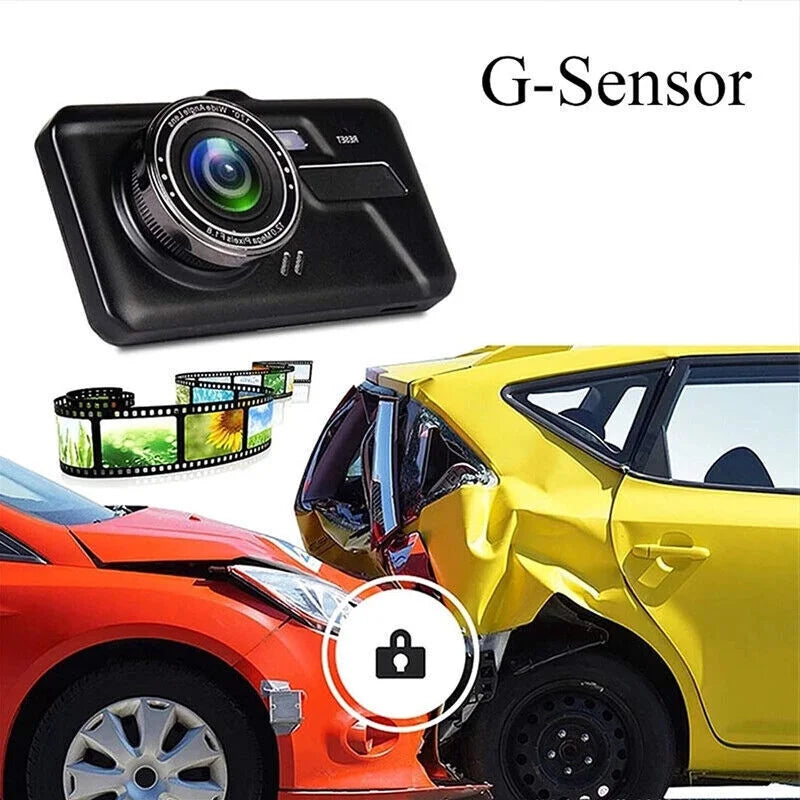 Parking Car Motion Front Dual Monitoring and Rear Dash 1080P Camera 4" Screen DVR Detection Recorder Xhy Video Driving Touch Cam and G-Sensor, Lens HD