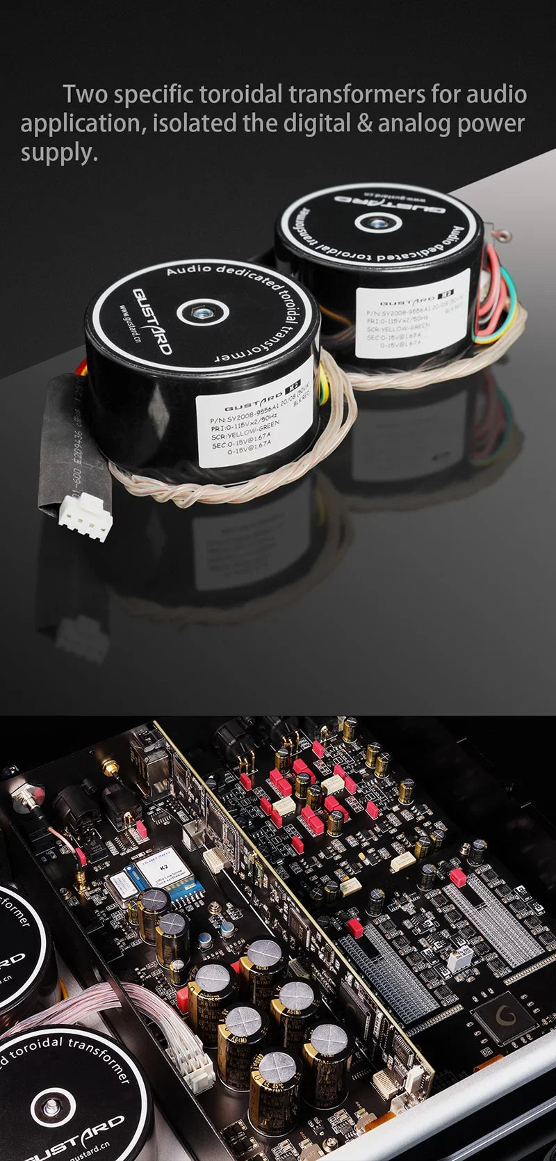 Dual K2 Control Clock DAC XMOS Discrete MQA Decoder DAC Gustard DSD R2R Balanced LDAC Remote Native (Black） with R26