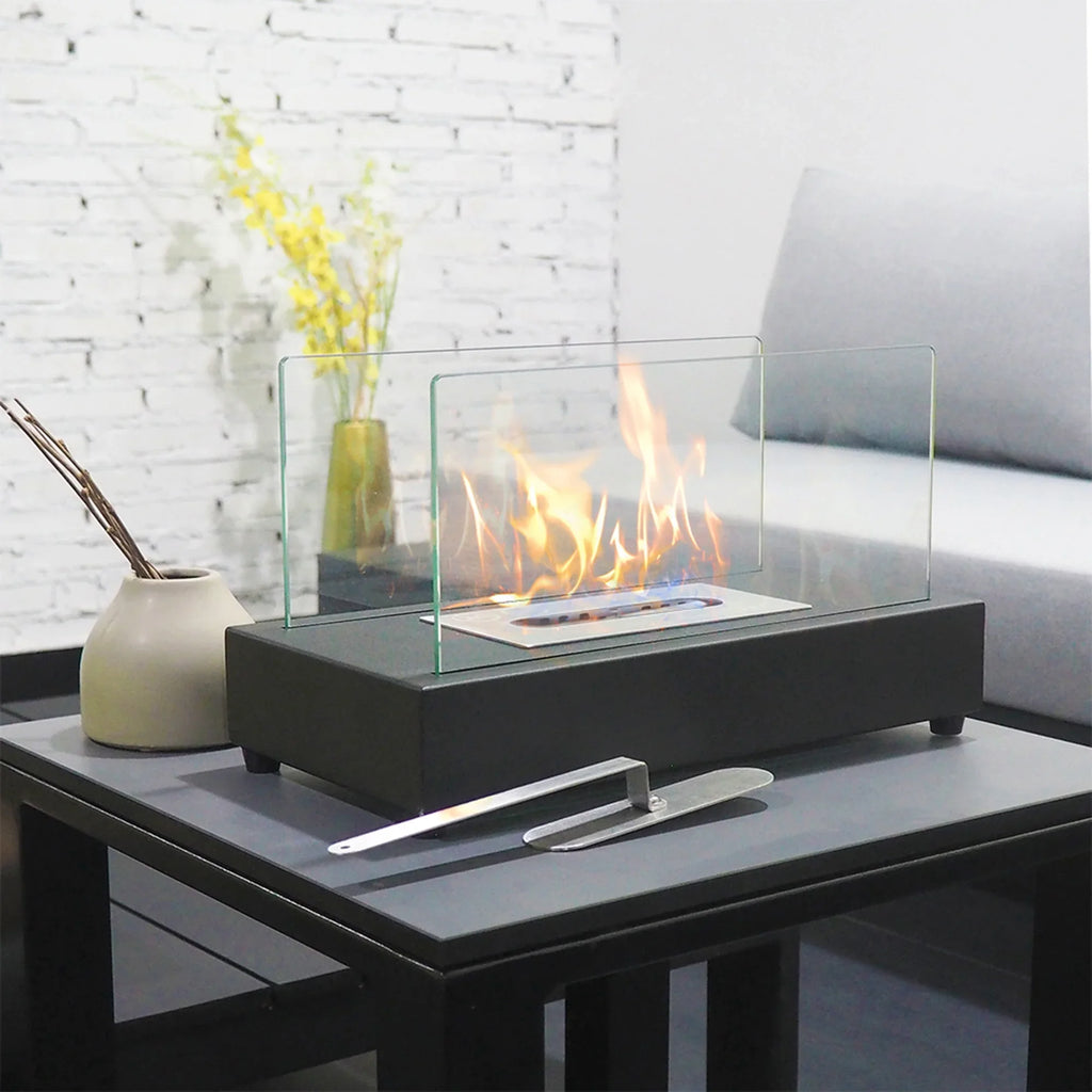 Bio Skypatio exterior Metal 7.1'' Tabletop x 8''H Guard Flame x 13.98''L with Ventless Ethanol Fireplace W