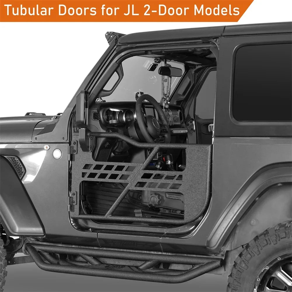 Guards Tubular Road JL Door Black 2018-2023 2-Door Hooke Wrangler Steel Half Frame Jeep Fit