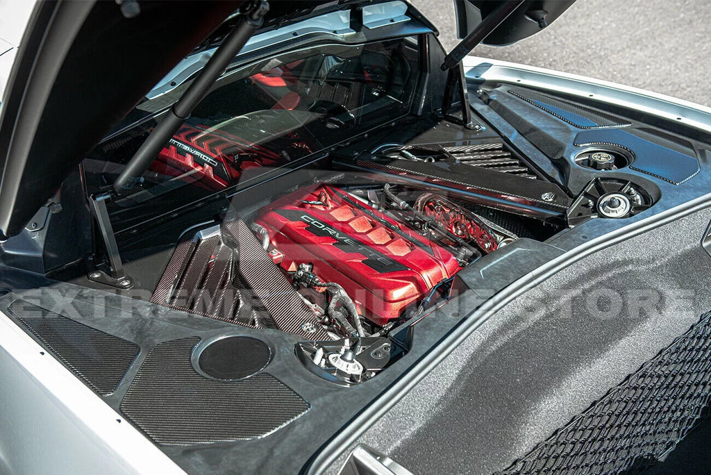 Factory C8 Tape-On design For Bay GM FIBER 5 2020-Present Panel Overlay Trim Accents Cover Pcs Corvette Engine Replacement CARBON