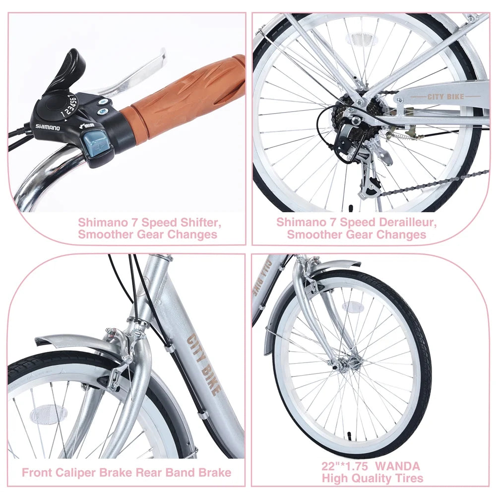 je Girls Bicycle and Bike 8+Years, Aluminium jx Alloy Yone Inch derailleur,Silver Frame,7-speed Kids Ages 22 for Shifter