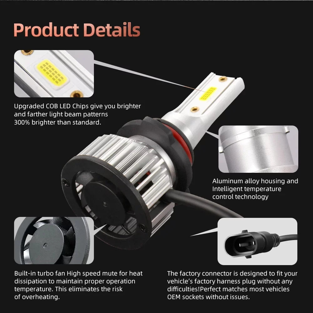 LED Bulbs Bulbs 6000K + CX-9 Beam H11 Low H11 Hedlight Mazda 2013-2015, 9005 LED Light For Fog 6pcs High