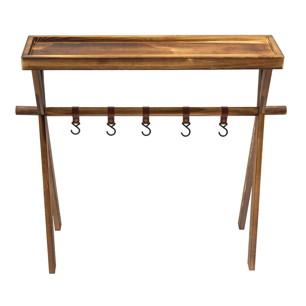 Miumaeov Portable Wooden for Shelf Picnic, Rack Table Grill Rack exterior Storage BBQ Picnic Camping,