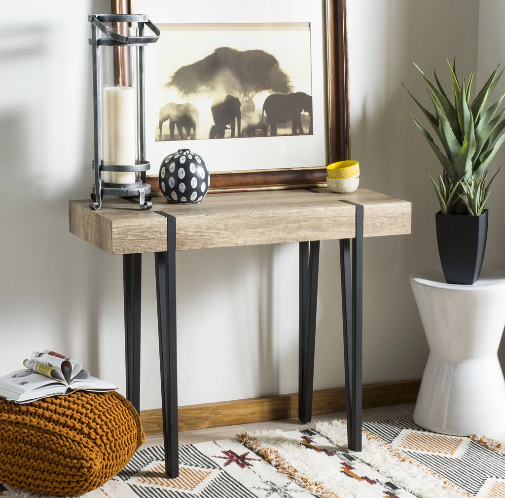 Alyssa Mid-Century Rectangular Top Table, SAFAVIEH Console Wood Brown