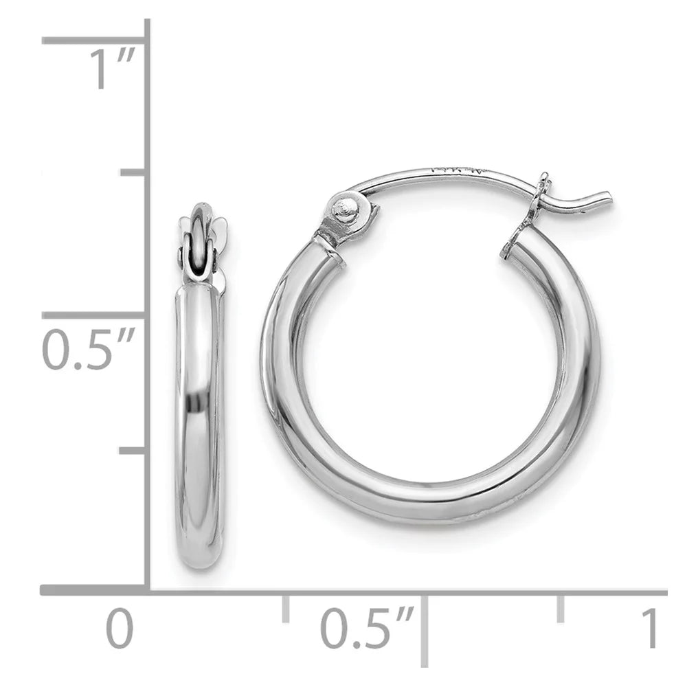 Men Lightweight Real Polished Adults Gold for Earrings; Teens; Women and 2mm Hoop for Tube 14kt White and