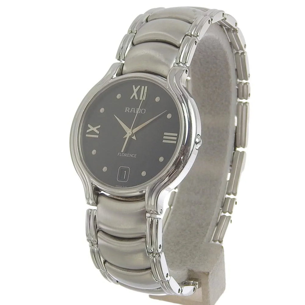 dial Rado black quartz (Good) men's 4 3777 Pre-Owned 115 battery Florence RADO watch