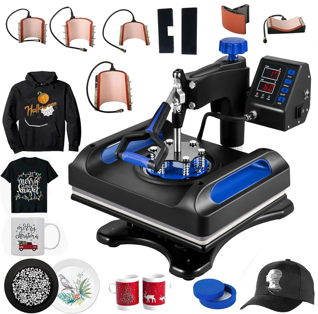 15 x Swing 15 1, Vinyl Printer Away Digital T-Shirts, Press 360 Pillow, Printer, Transfer Banner Printing, Blue Machine Bag, Sublimation Canvas Control LCD Heat for 8 Inches in Precise Transfer