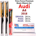 A4 Wiper w/Rear Beam 3) Audi (Set Performance of 2018 Wipers