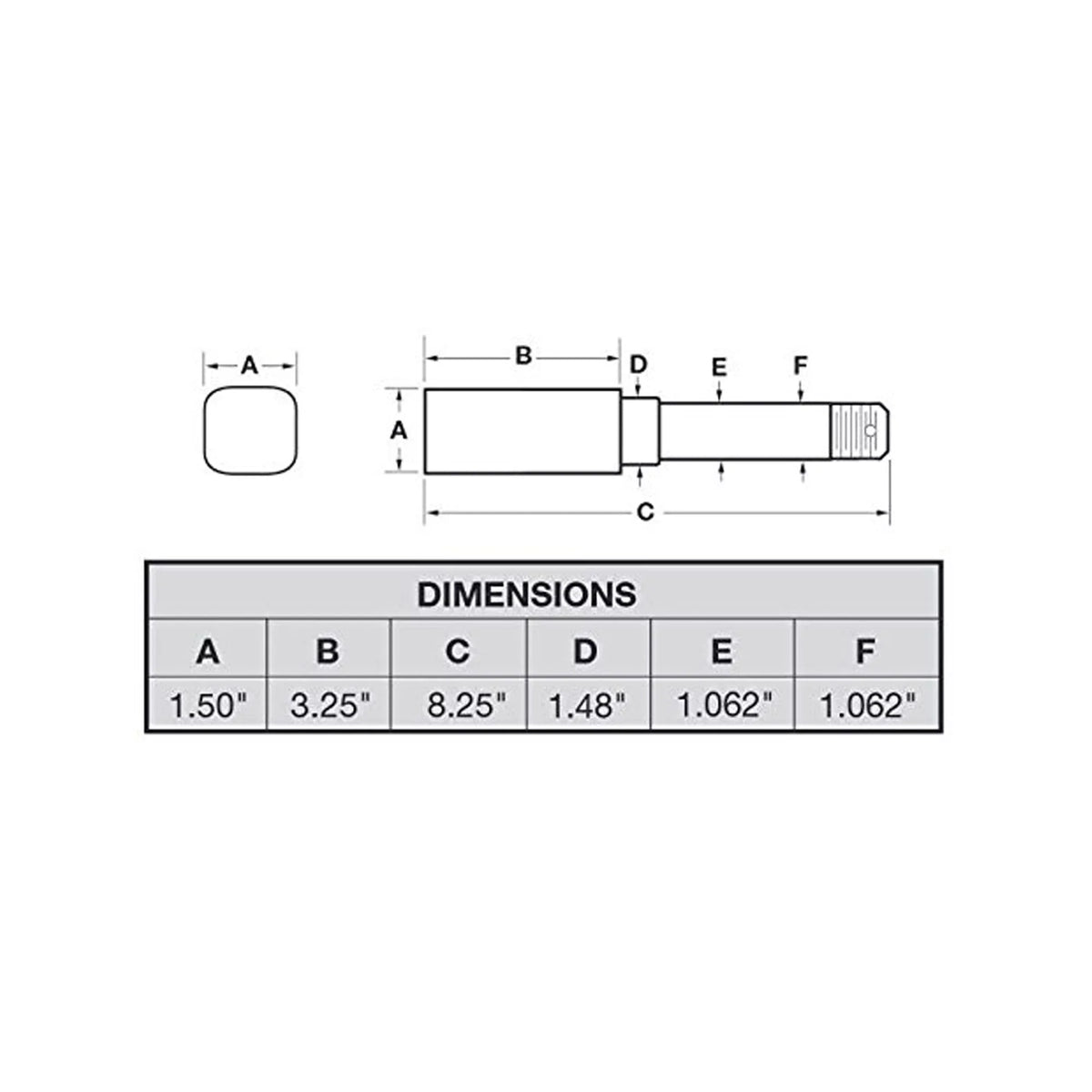 Stock Bearings Spindle Inch Trailer Axle Square - For 1-1/16 I.D.