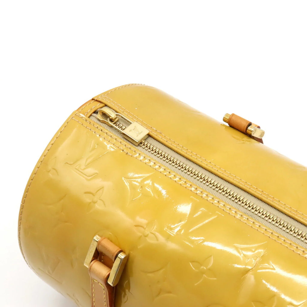 Beige M91006 Vernis (Fair) Pre-Owned Bedford Enamel Monogram Leather Handbag Yellow