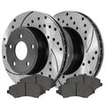 Caravan Drilled Country Ram Driver Passenger Rotors and Chrysler VW Ceramic & AutoShack Replacement Front Brake Side Town FWD and Kit C/V Pads Dodge Routan 2008-2016 V6 Slotted Grand Black Journey for