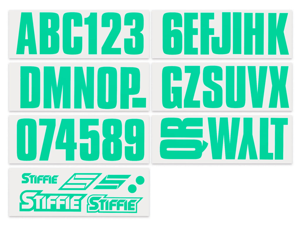 Numbers & Uniline Personal Decals Boats Stickers Custom SeaFoam Watercraft Letters for Green Marine STIFFIE & 3" Registration PWC Identification Kit Alpha-Numeric
