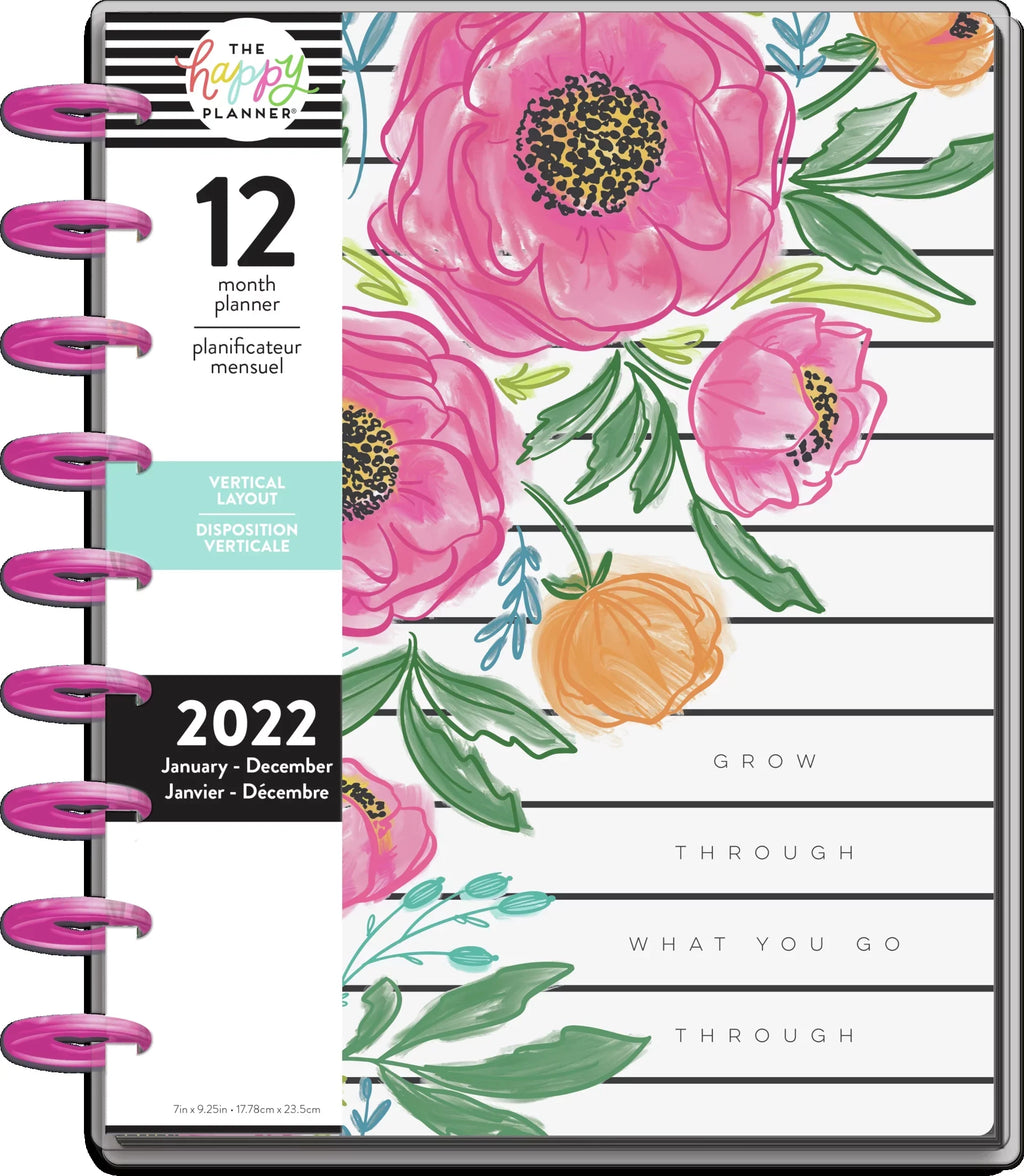 1.37" 2022, 12 Florals, x 9.75" Planner, x Happy Colorful Month The Planner, Classic 8.75"