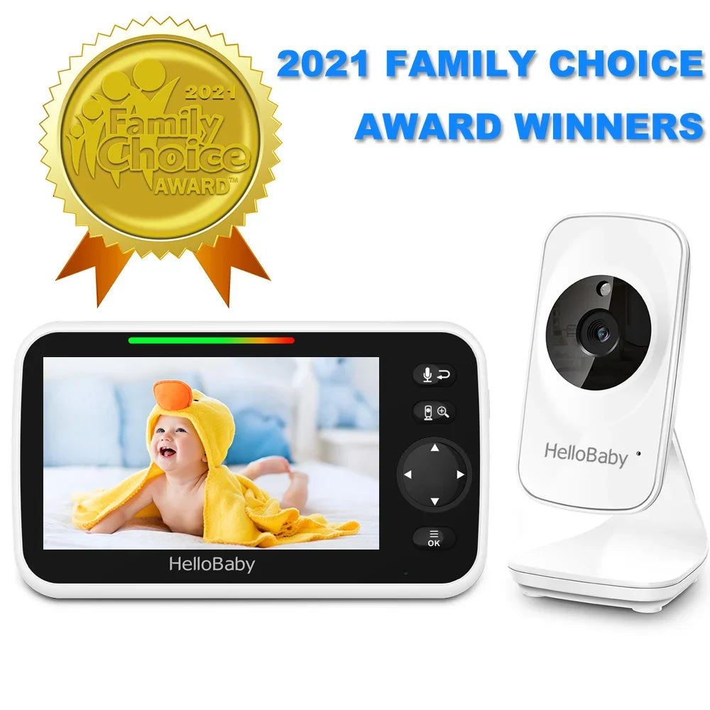 Night and Infrared VOX Lullaby, Two and LCD Camera, Way Audio, Camera Baby Color 5" HelloBaby Video Audio Monitor Monitor Vision, Display, inches Screen, with Temperature Mode 5