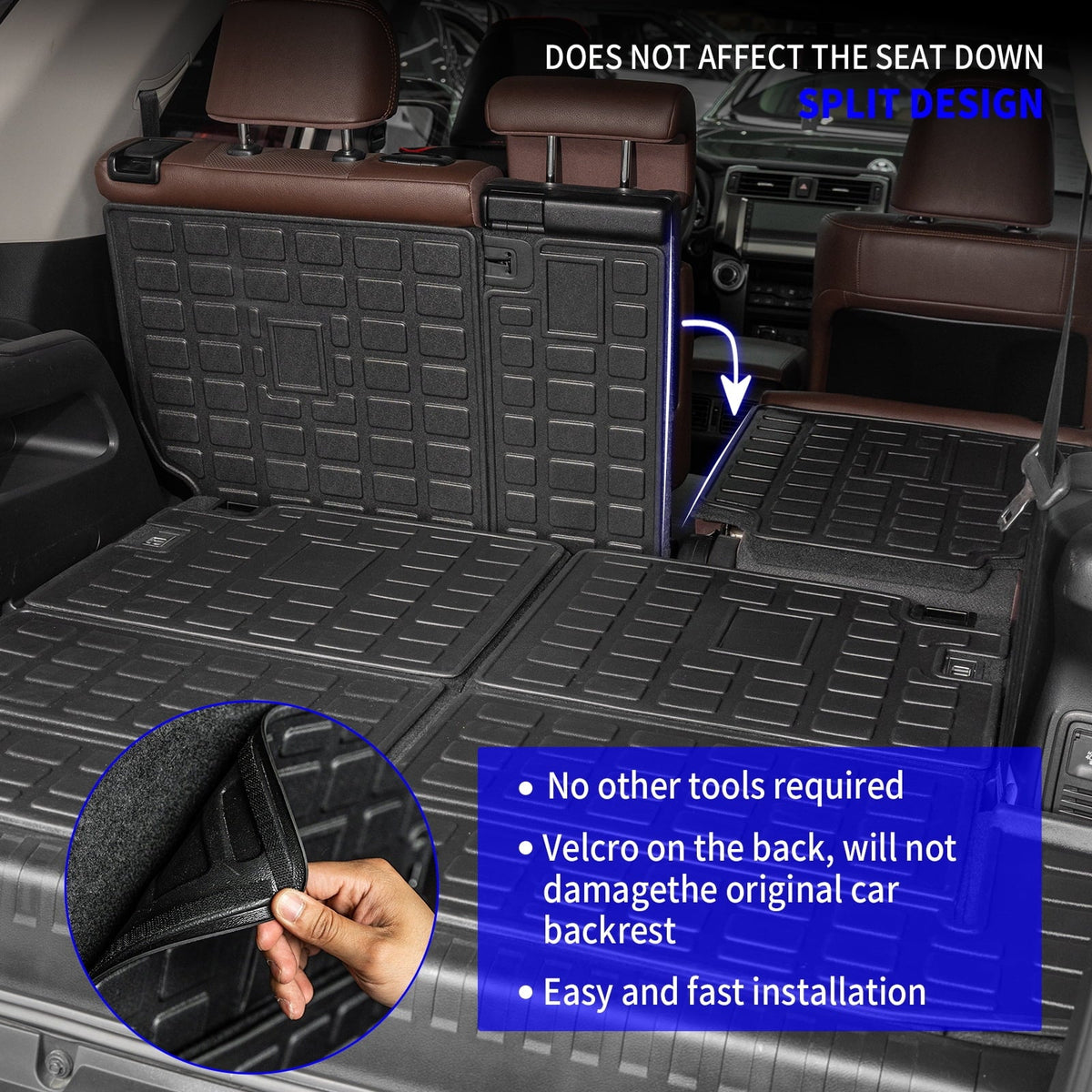 Trunk 7 Fit Accessories Liner 4 2nd&3rd Runner Row) Cargo 4Runner Seats 2010-2023 Mat Toyota (Fit