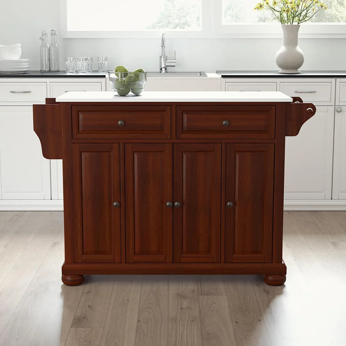Top Country Black/White Stone Kitchen Island/Cart dimension Maykoosh Cottage Full