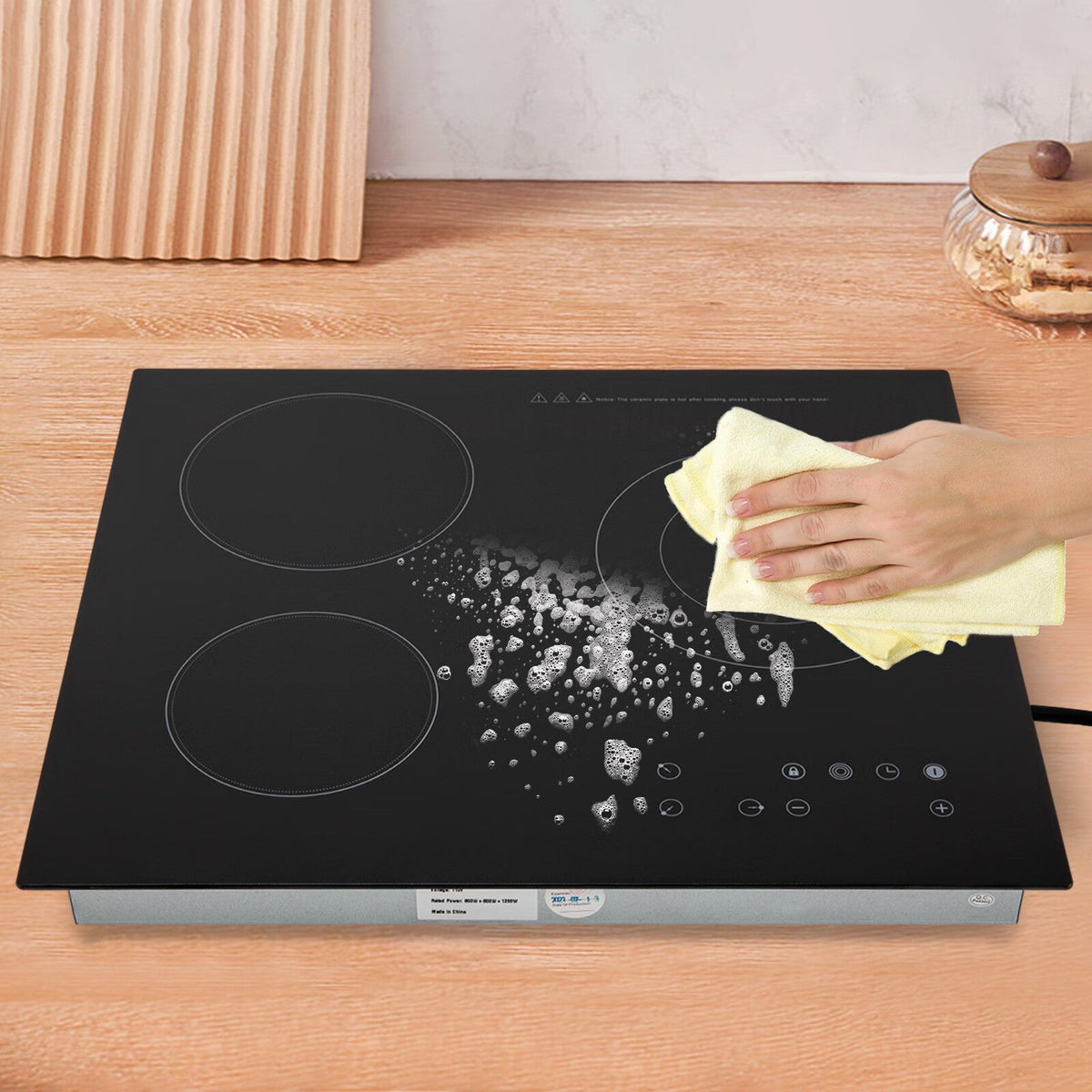 Timer Safety Heating Hot and Cooktop 3 Level Built-in 110V Ceramic Electric 2600W Plate Sensor Aiqidi 9 Countertop Stove Electric Lock Electric Touch Burners Cooktop Top with Kid Control