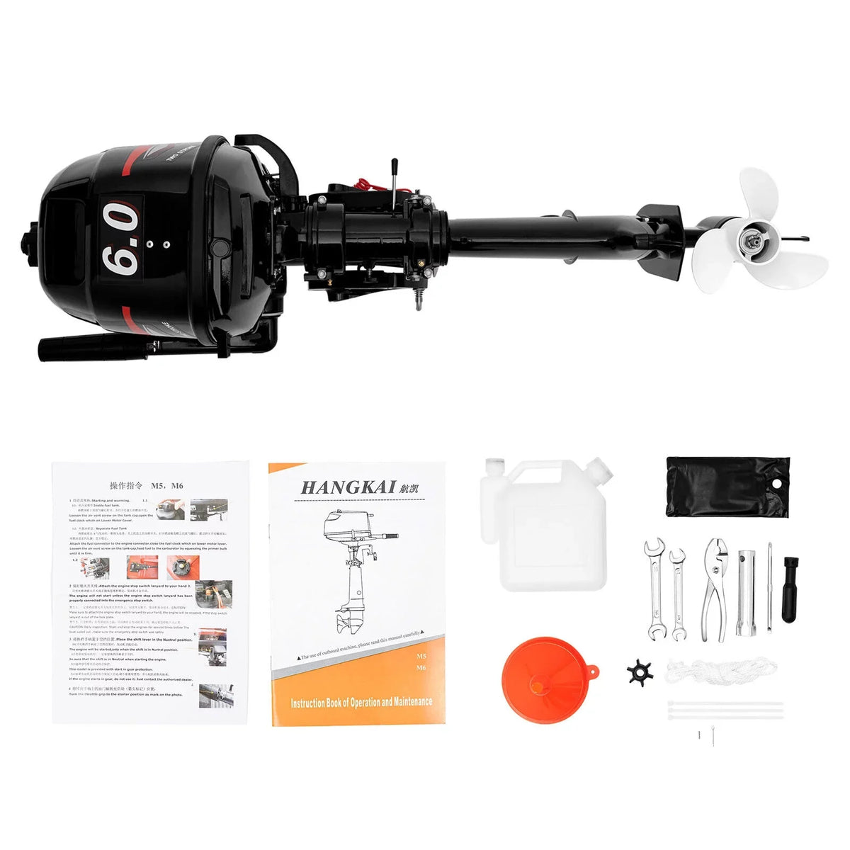 Cooling Hp liquid Motor Engine Outboard 2-Stroke Boat Motor Fishing System Inflatable CNCEST 6