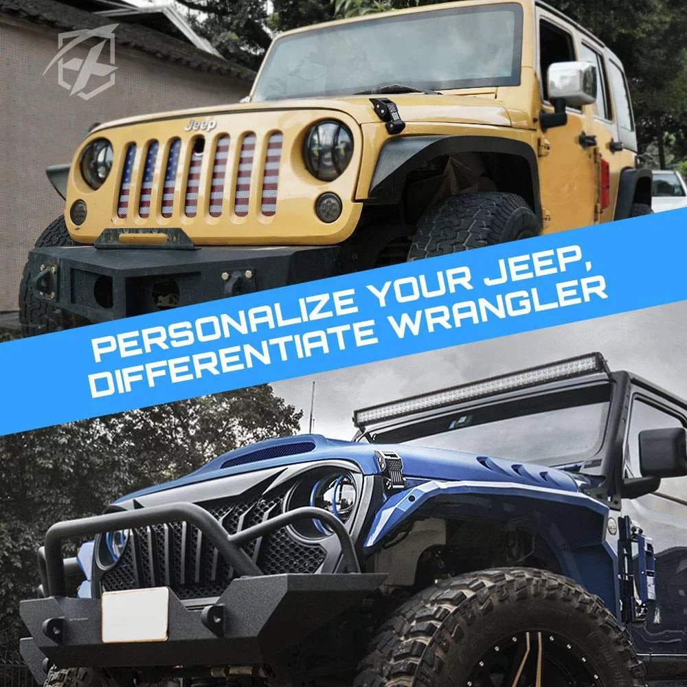 Hood for Black Jeep Wrangler JK 2007-2018 U.S. Kit JL Wrangler Xprite Aluminum Flag 2018+ Latch with & Jeep