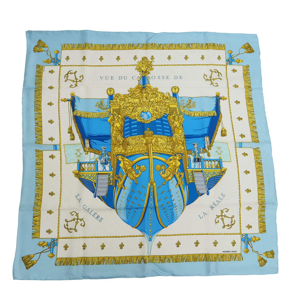 New) (Like Hermes Blue Scarf Light Silk Pre-Owned