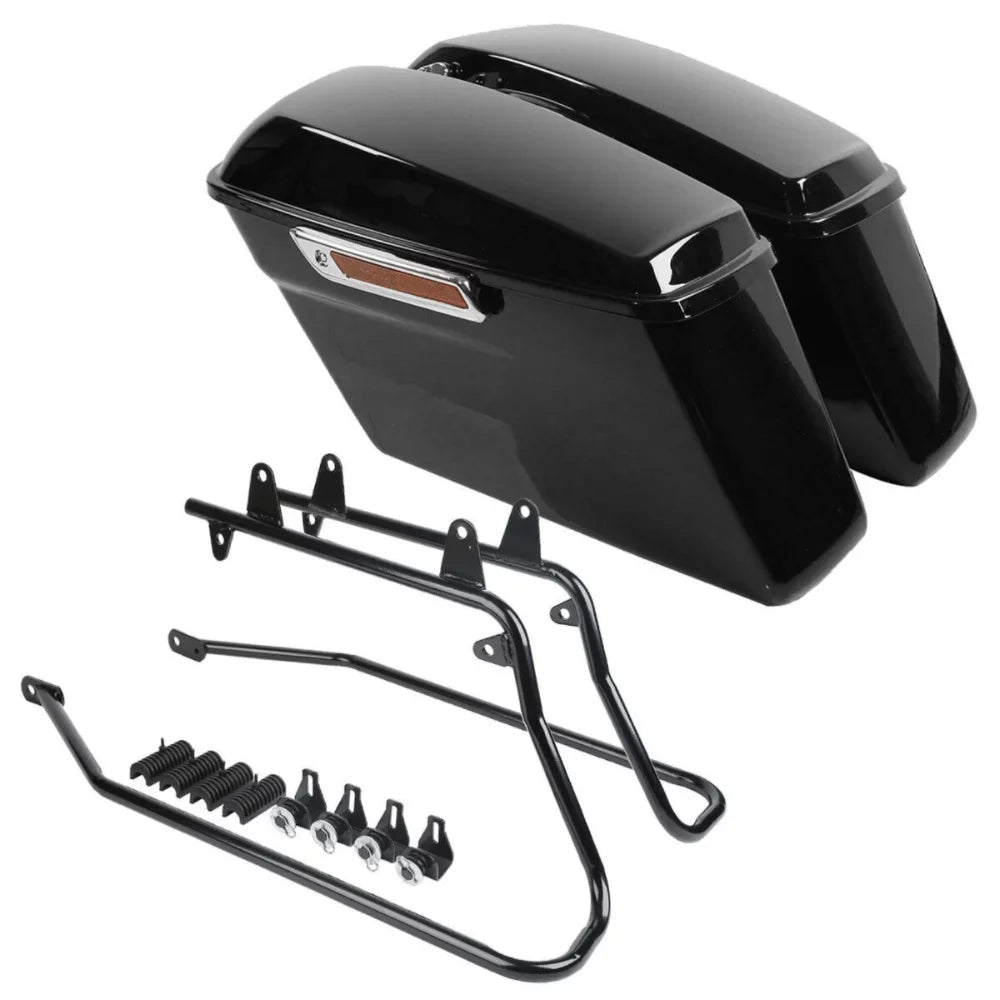 w/ For Harley-Davidson Conversion Hard Saddle Saddlebags FLST Brackets Bags