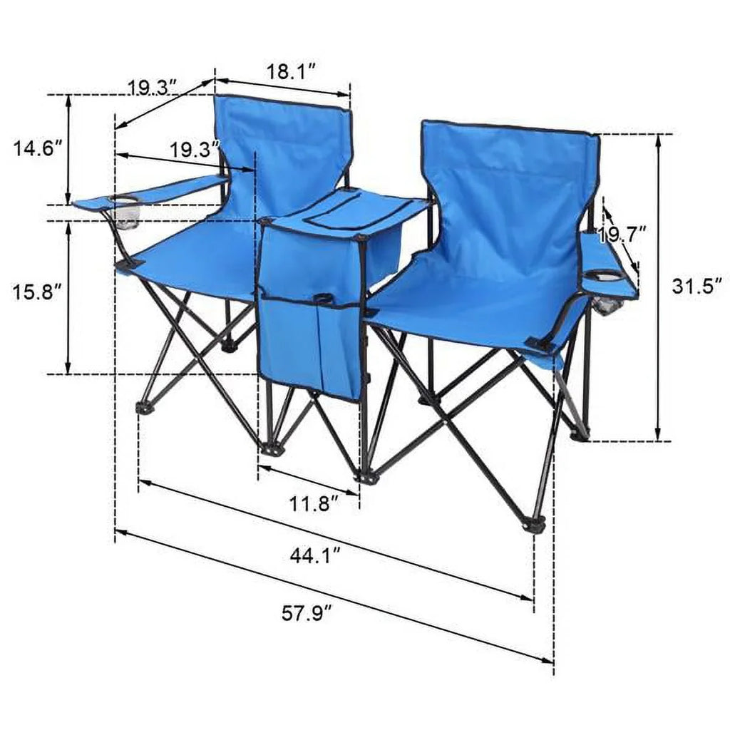 Folding Chair, Pool Bag, Portable exterior Camping Blue High exterior SYTHERS Patio Beach Camping Strength for Table Chair, with Beach Chair Park Double Holder Carrying Beverage Mini