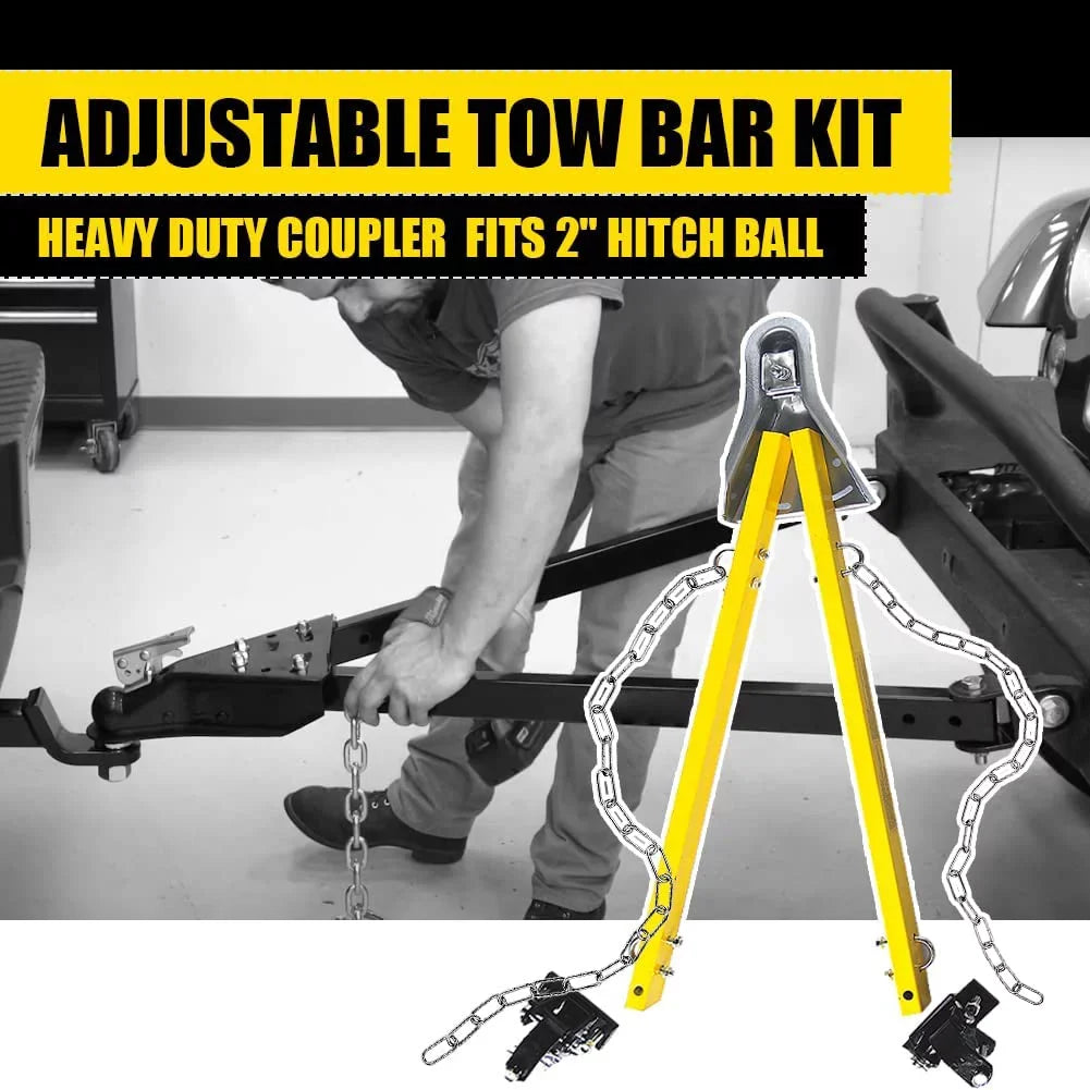 HPDAVV Kit w/Chains Car Yellow Jeep Bumper / with 5000lb Bar Adjustable Adjustable Mount Tow RV Compatible System Bar Truck Tow Towing